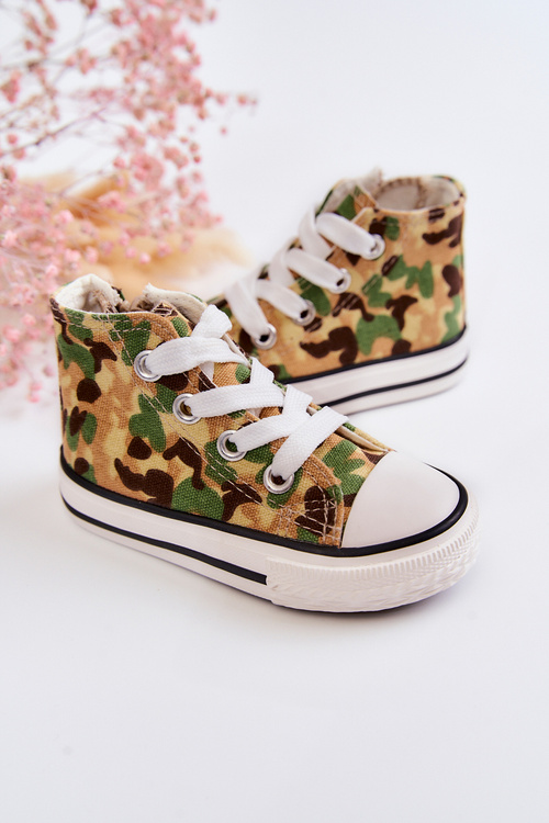 Detské vysoké tenisky pre béžový zelený filemon