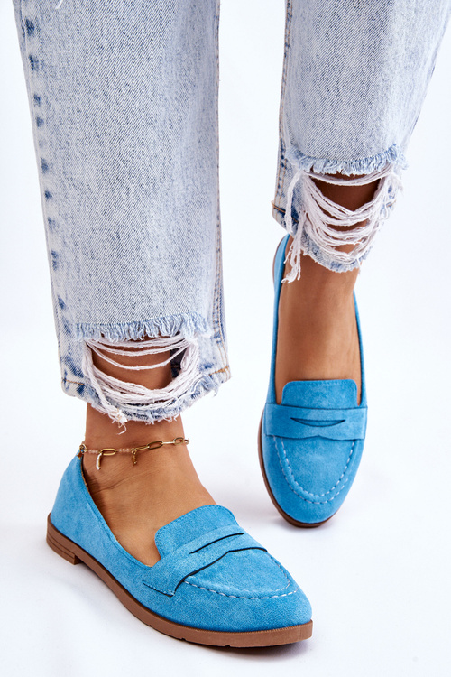 Pohodlné semišové dámské mokasíny Modre Lucca