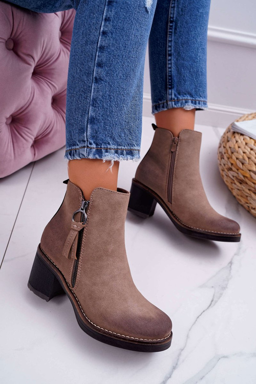 Dámské Kotníkové Boty Na Podpatku zateplené Béžové Delia