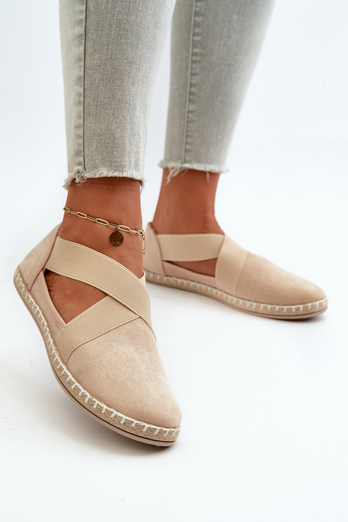 Dámske espadrilky s elastickými pásikmi z ekokože béžové Phaedrana