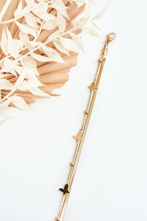 Dámsky náramok żmijka so zlatými motýľmi