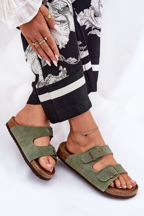 Dámske Semišové Sandále S Prackami Big Star RR274A393 Zelené