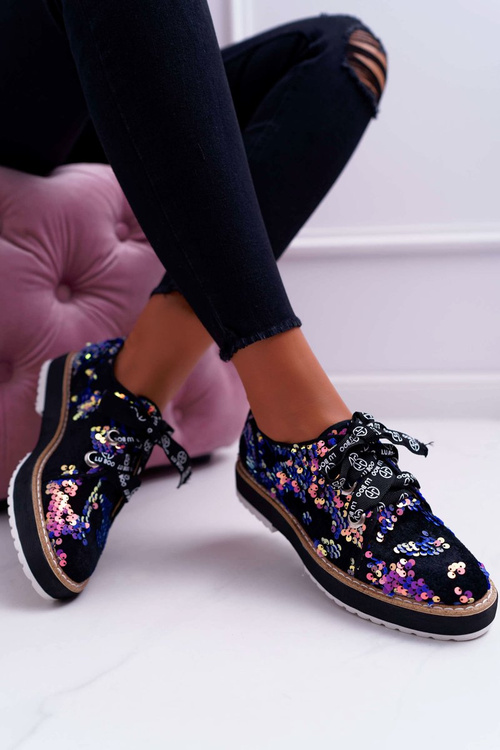 Dámské Polobotky Lu Boo Fialové Flitry Moonlight