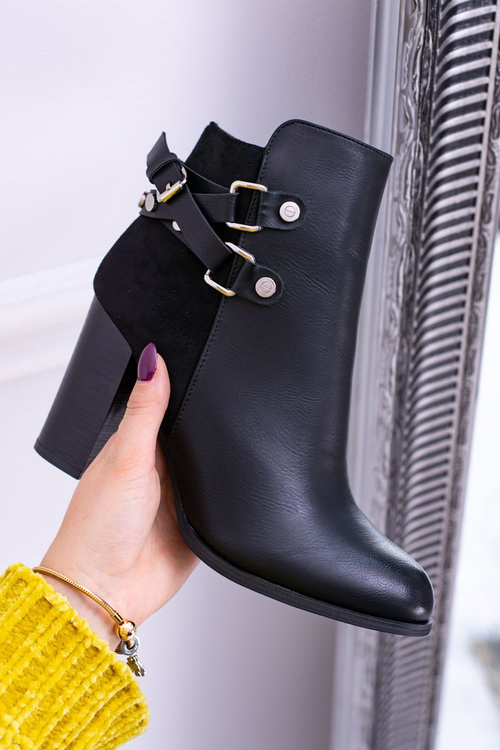 Černé kotníkové boty s popruhy Eco Semišové Nevada