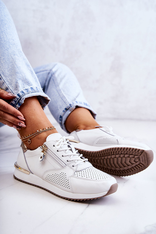 Dámské sportovní kožené boty tenisky bílé Horessa