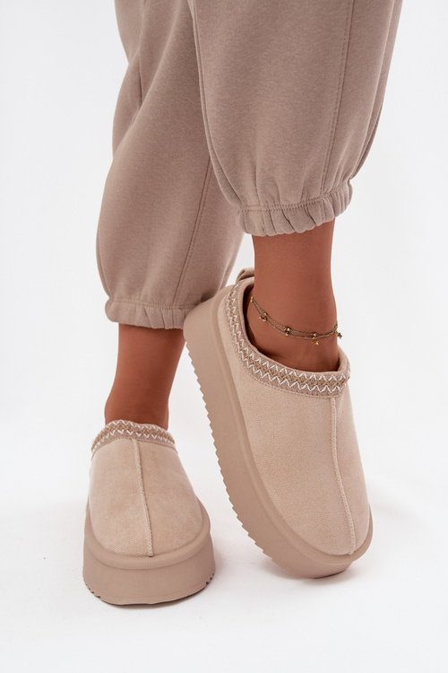 Dámske snehule s výšivkou svetlo béžové Pristina