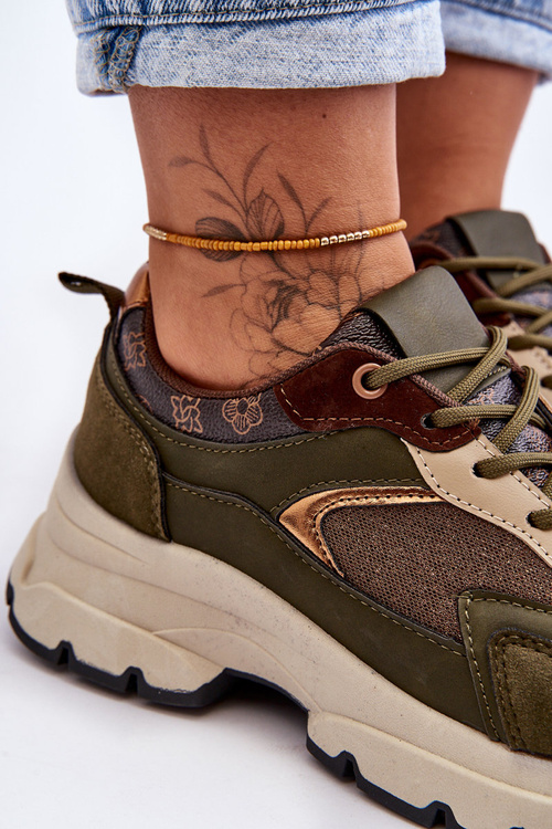 Čipky -Sports Sports topánky na platforme Zielone Escape Platform