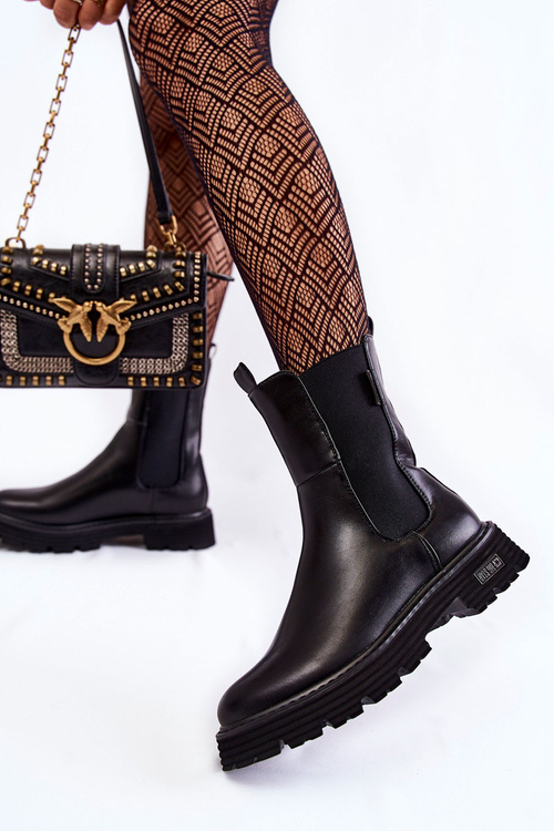 Vysoké zateplené nazouvací boty Big Star KK274500 Černe