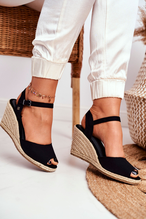 Dámské Sandály Na Klínu Big Star Tmavě Černé DD274A209