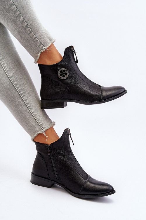 Dámske topánky na plochej podrážke s čiernym zipsom Loratie