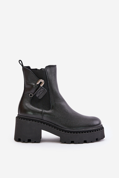 Zazoo 60490 Kožené Zateplené Boty S Dekorací Černé