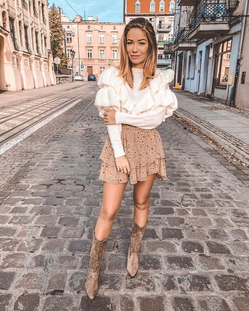 Dámske topánky na stĺpe Cappuccino Brunt Cowboy topánky