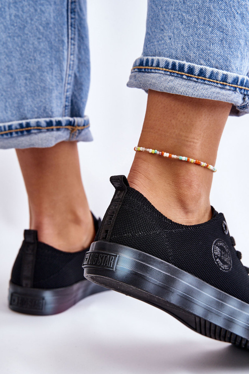 Dámske tenisky s farebnou veľkou hviezdou LL274239 čierna platforma