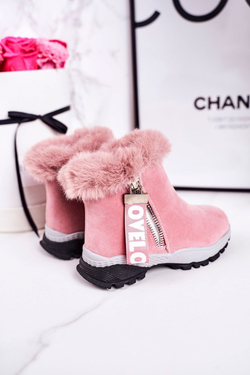 Dětské Teplé Boty Snehule S Kožešinou Růžové Love-Love