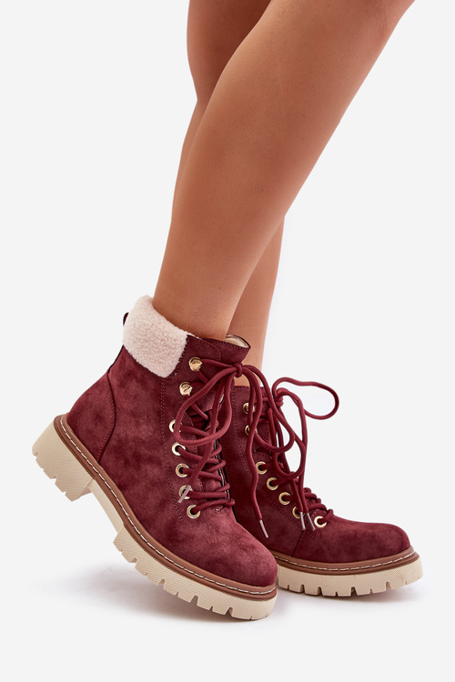 Zateplené dámske členkové topánky na zips bordové Ferelia