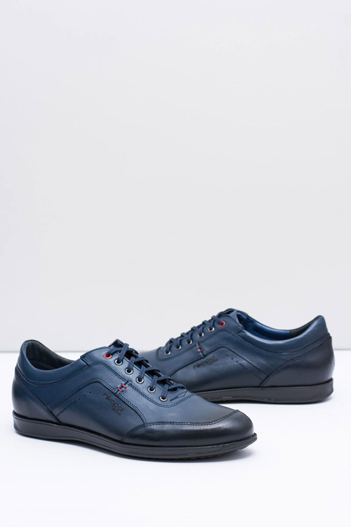 Men's Navy Leather Casual Shoes Nikopol Casual Polver