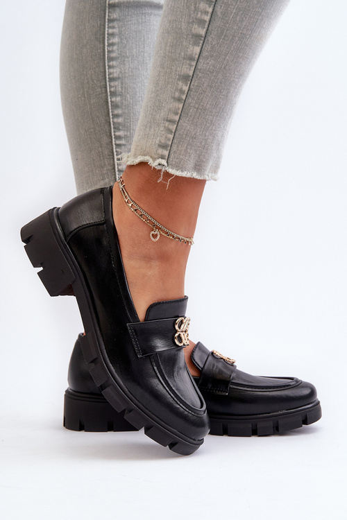 Elegantné dámske mokasíny s čiernym zlatým detailom Tosisa