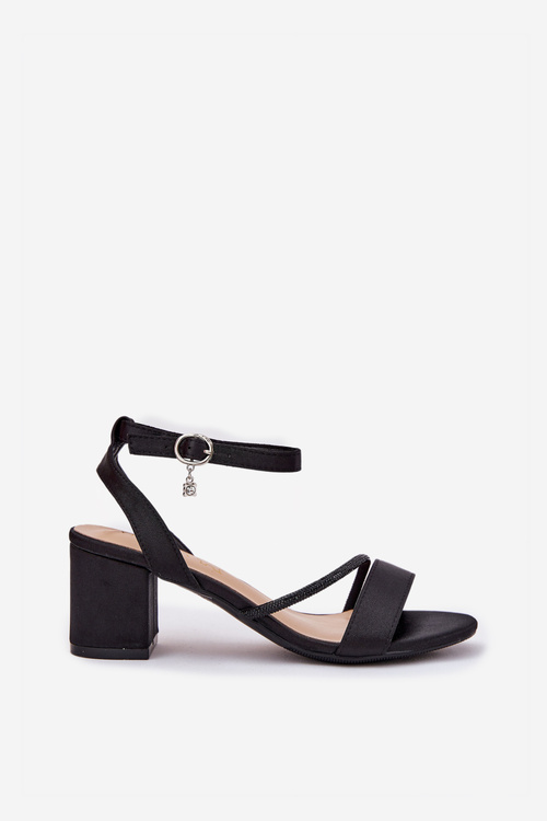 Dámske Sandále Na Opätku S Cirkóniami 20268 Čierne Vinceza