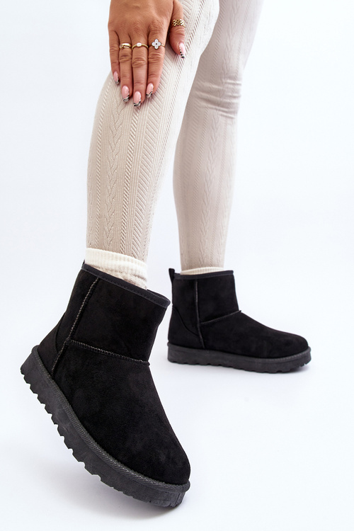 Dámske čierne zimné čižmy z ekokože Enranta