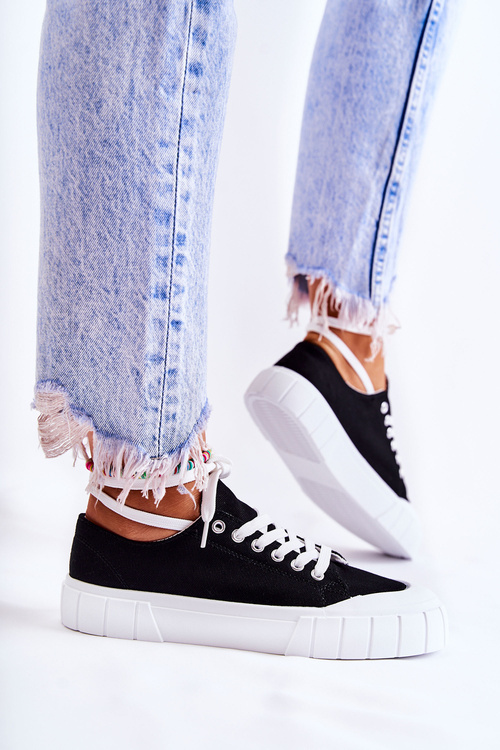 Dámske čierne tenisky na platforme