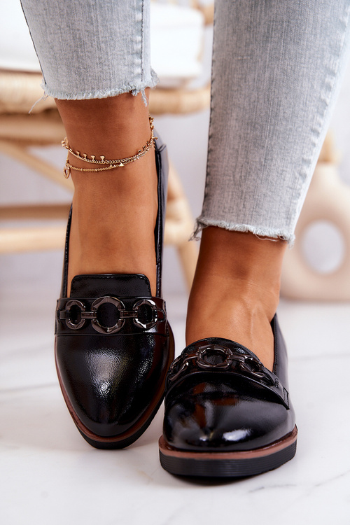 Maľované kožené topánky na kliny čierne melódie