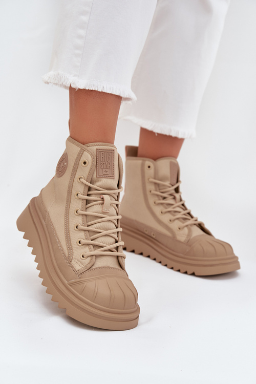 Vysoké Dámské Tenisky Zateplené Big Star OO274A356 Béžové