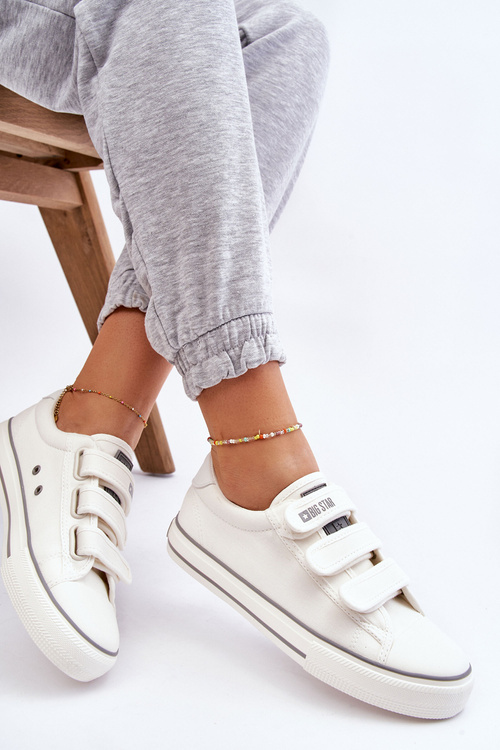 Klasické materiálové tenisky pre suchý zips veľkú hviezdu LL274A203 White