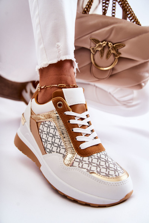 Dámska kožená športová topánka pre biele kliny Catrine