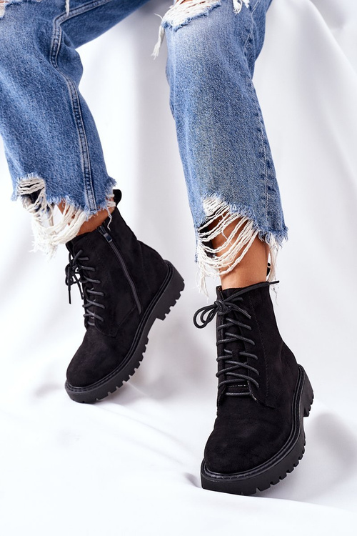 Semišové boty na zip černé Belados