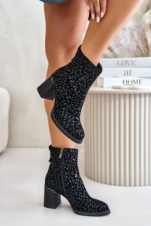 Dámské Boty Zateplené Na Podpatku Černé D&A MR880-085