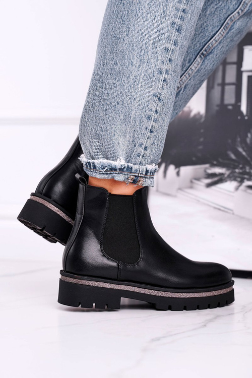 Dámské kotníkové boty pérka černé Stiletto