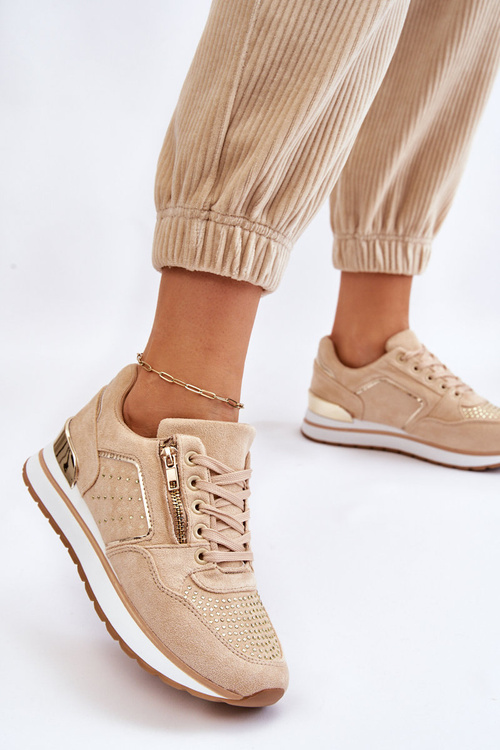 Dámská sportovní obuv s ozdobným zipem béžová Adrea