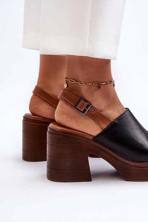 Elegantní dámské sandály z eko kůže na podpatku béžové Vattima