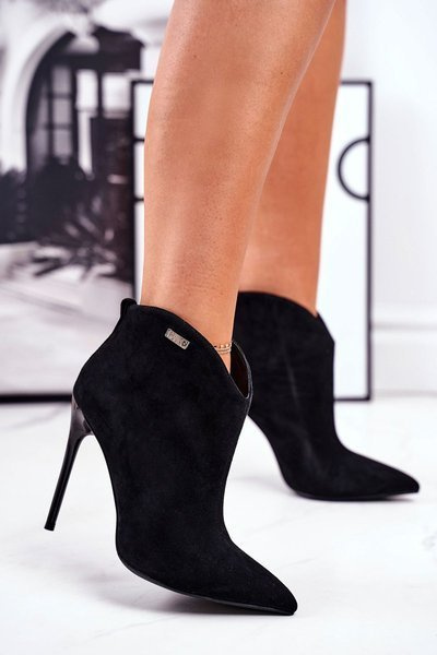 Suede topánky na vysokej podpätku goe gg2n3033 čierna