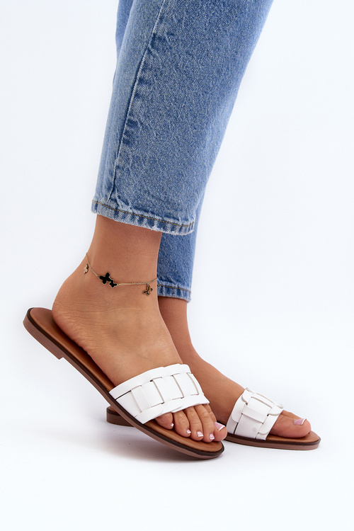 Dámské klasické žabky na ploché podrážce bílé Namrita