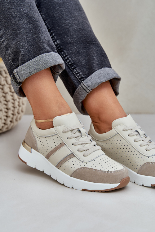 Dámské kožené tenisky na platformě béžové Gatira