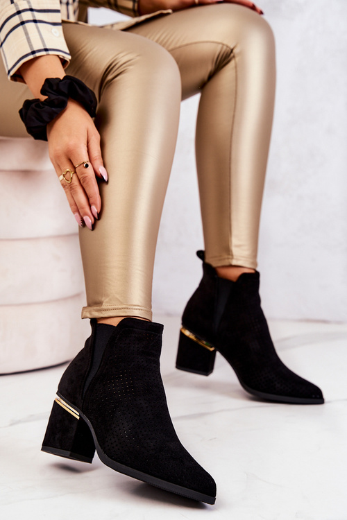 Black Helloni Openwork Cowboy topánky