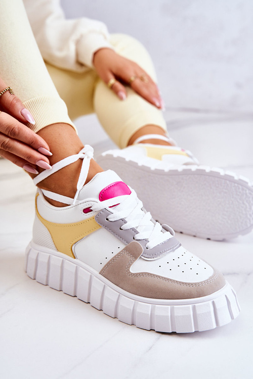 Dámské sportovní kožené boty bílá a béžové Florentine