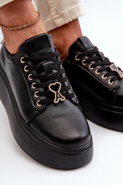 Dámské černé kožené tenisky na platformě od Vinceza 66700