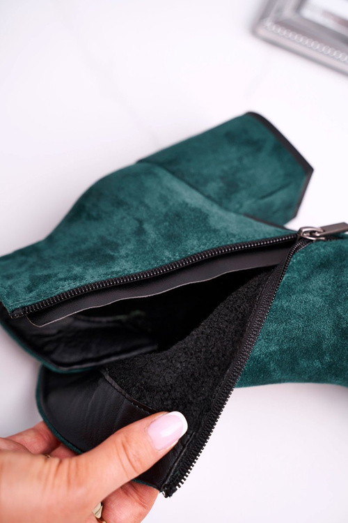 Dámske teplé ekologické semišové topánky zelené, takže dobré