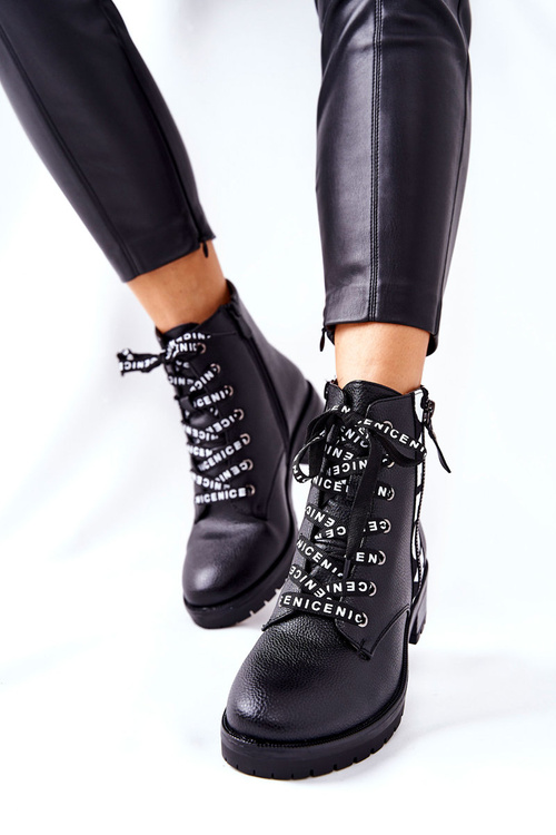 Kožené Boty Workery Se Zipem Černé Henri