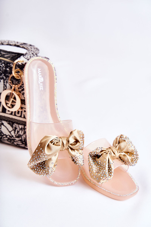 Dámske gumové žabky s ružovým zlatým lukom