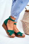 Suede Wedge Sandals Maciejka 04565-09 Zelená