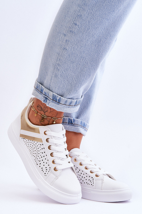 Klasické Sportovní Boty S Prolamovaným Vzorem Bílá- zlato Happier