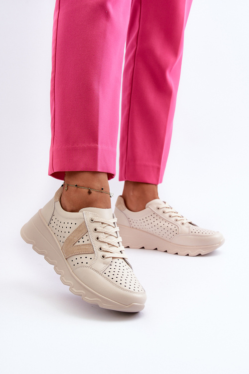 Dámske kožené ľahké športové topánky béžové Eleonori