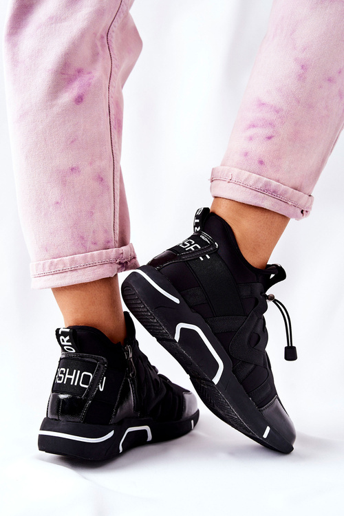 Vysoká Sportovní Obuv Tenisky Černé Lanez