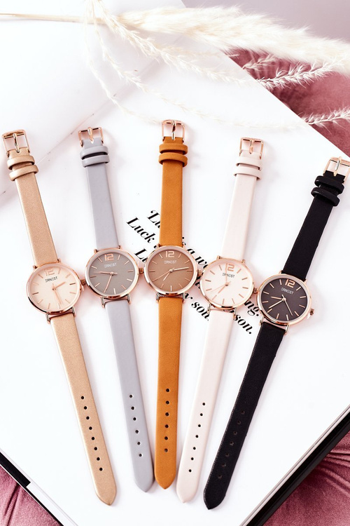 Hodinky Na Koženém řemínku Nickel Free ERNEST Šedé