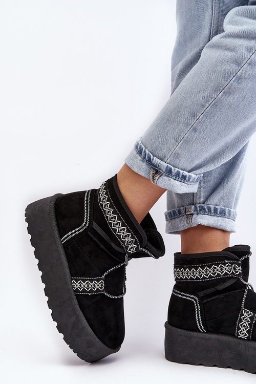 Dámske snehové topánky na hrubej podrážke s čiernou väzbou Milson