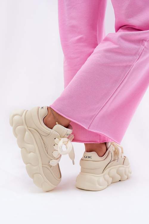 Dámské Kožené Tenisky Na Masivní Platformě GOE RR2N4043 Béžové