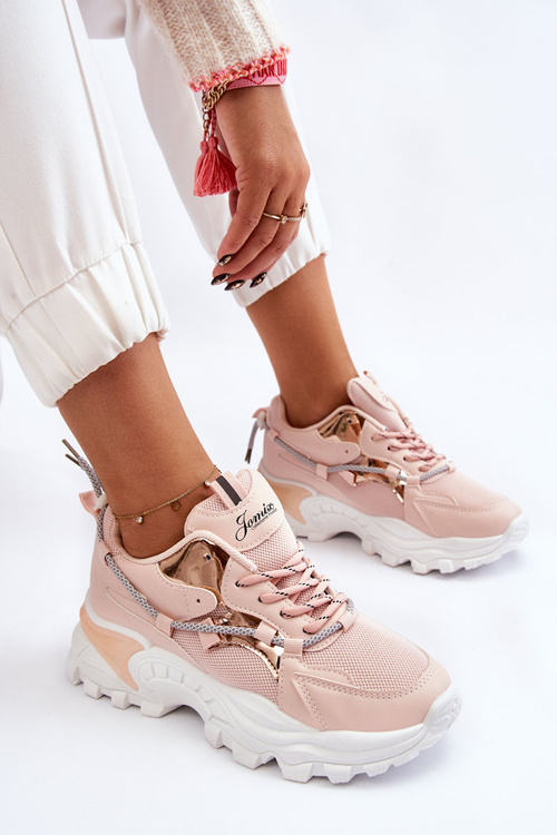 Dámská sportovní obuv šněrovaná na platformě Růžová Minea Minea
